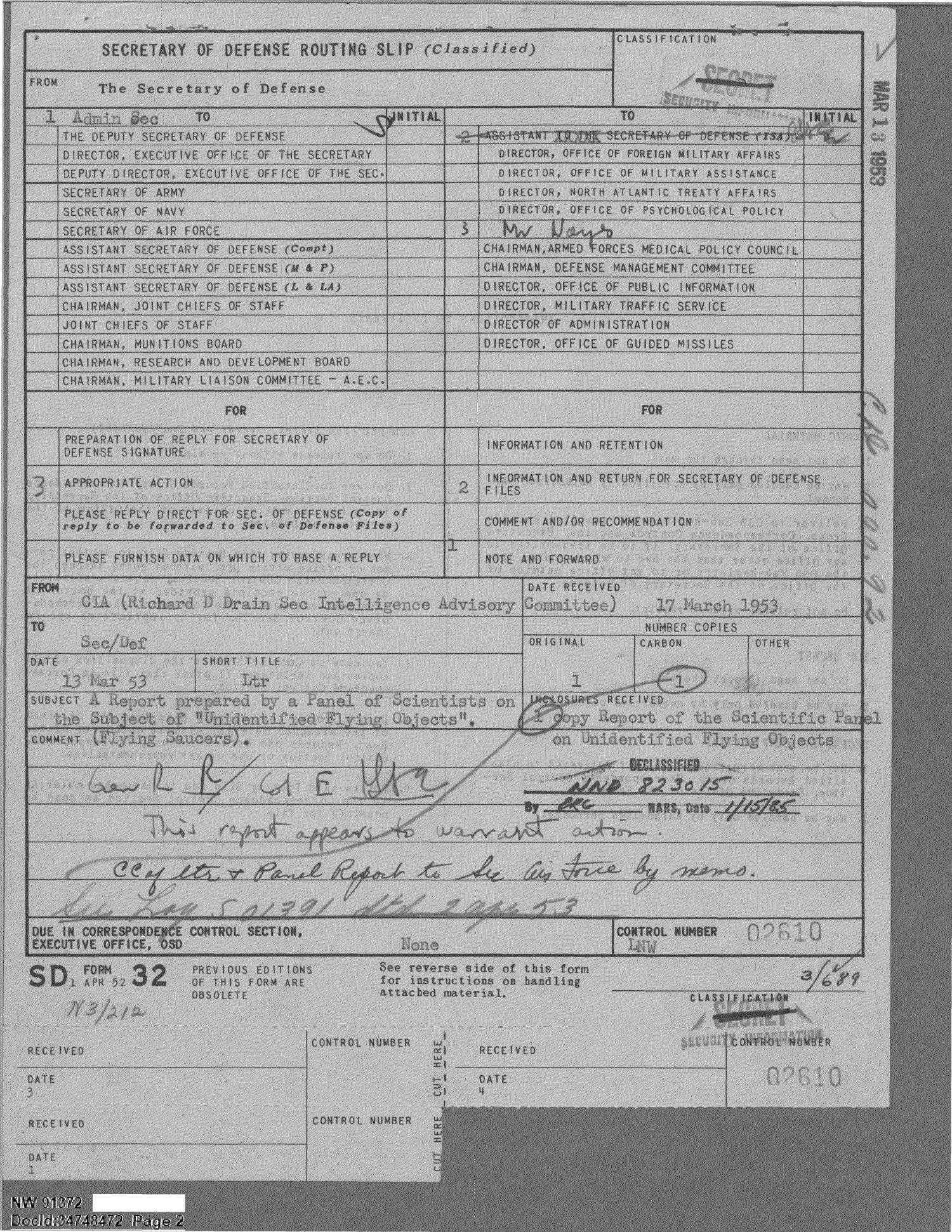 Transmission of CIA Scientific Advisory Panel Rept 1953 — página 2