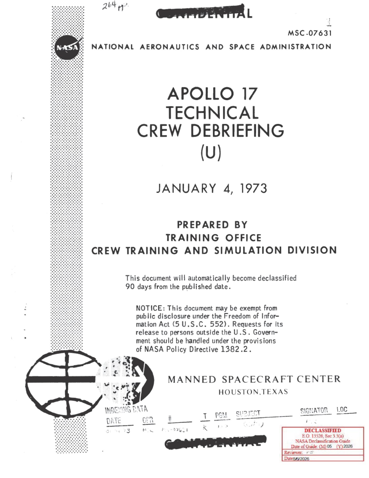 Apollo 17 Technical Crew Debriefing 1973 — página 1
